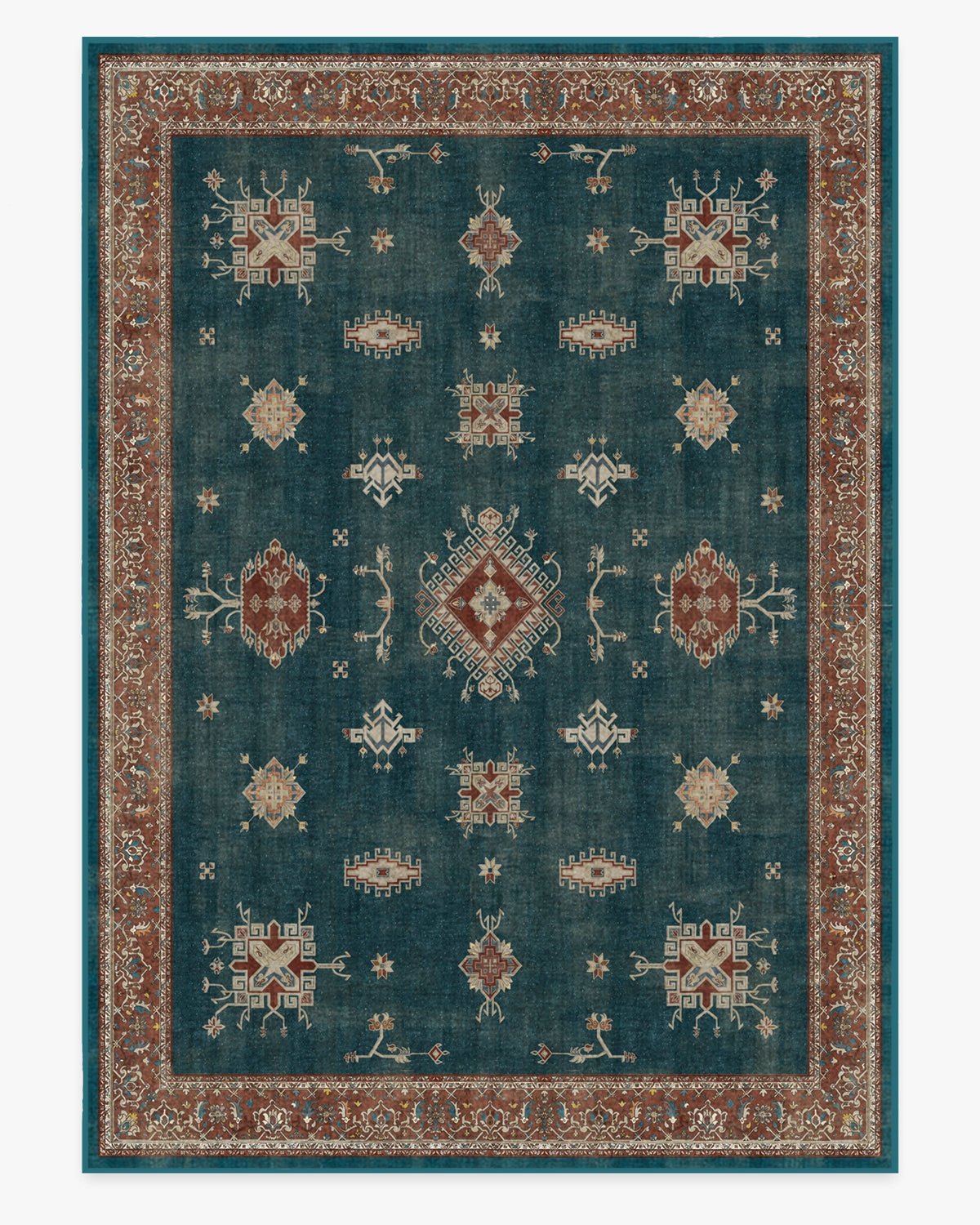Verena Teal Blue Flatwoven Rug