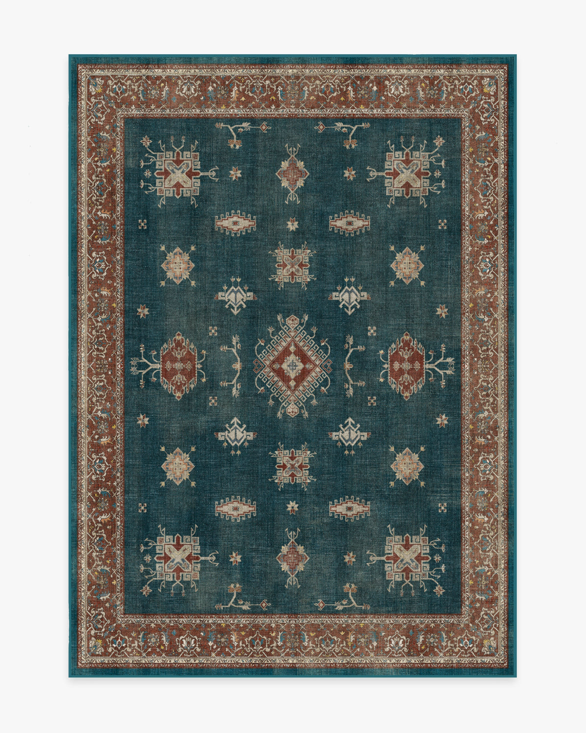 Verena Teal Blue Flatwoven Rug