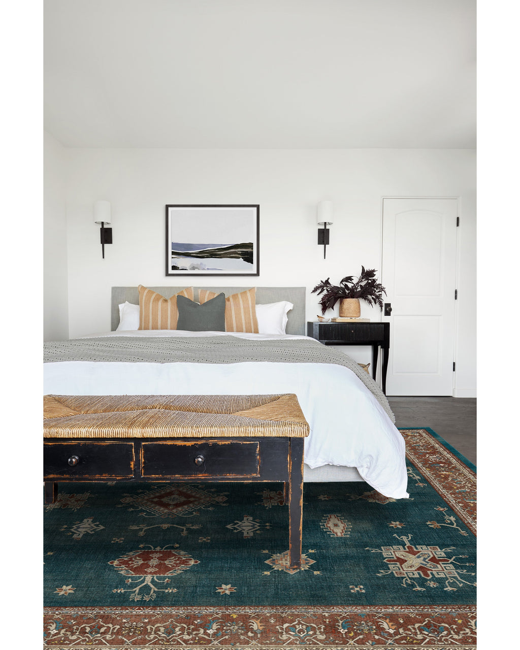 Verena Teal Blue Flatwoven Rug