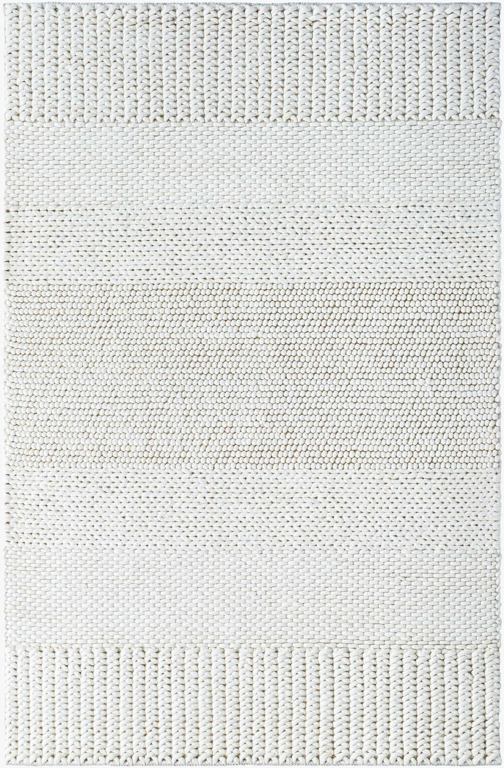 Ivaryn Ivory Subtle Linear Textured Wool Handmade Area Rug