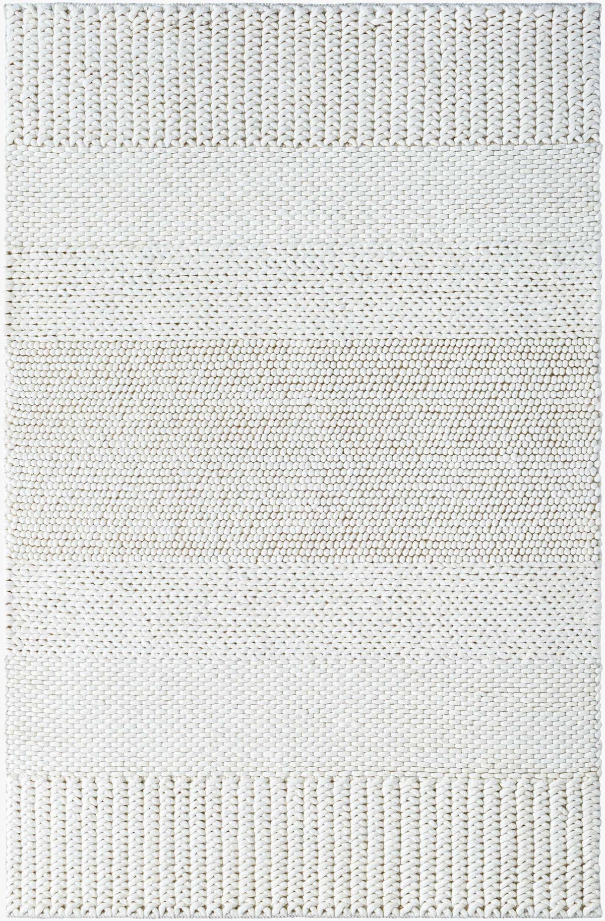 Ivaryn Ivory Subtle Linear Textured Wool Handmade Area Rug
