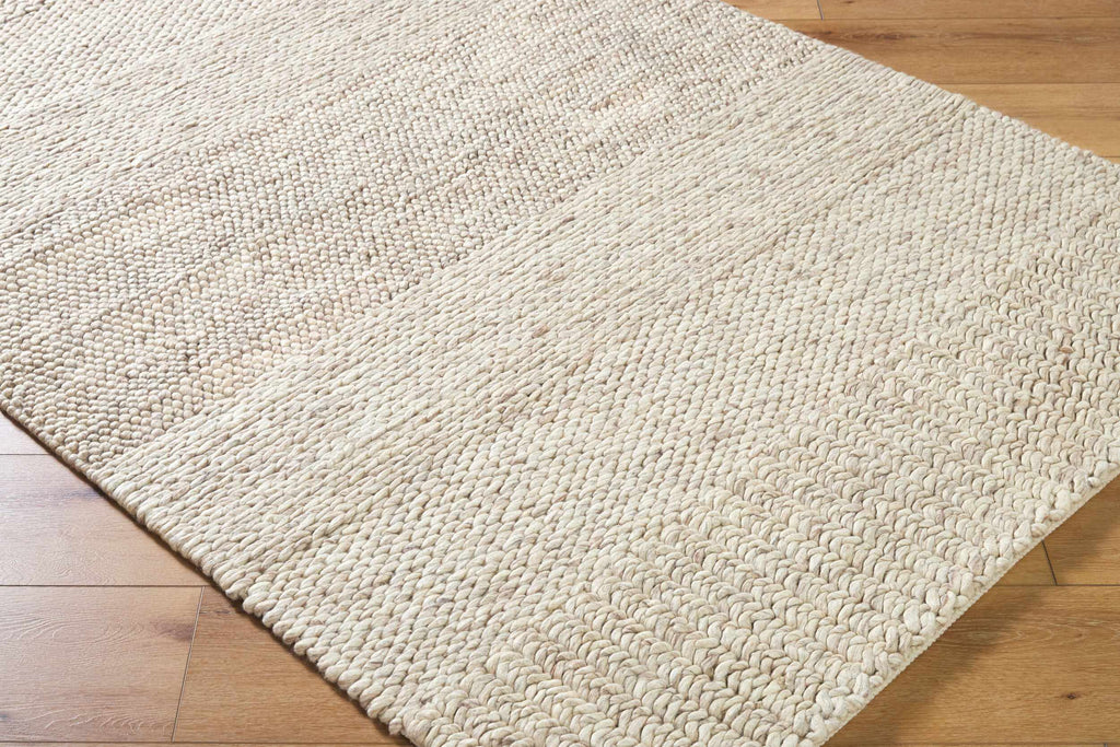 Bevarn Beige Subtle Linear Textured Wool Handmade Area Rug