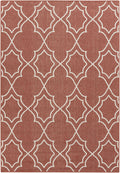 Unique Rust Red Lattice Trellis Outdoor Rug - Clearance