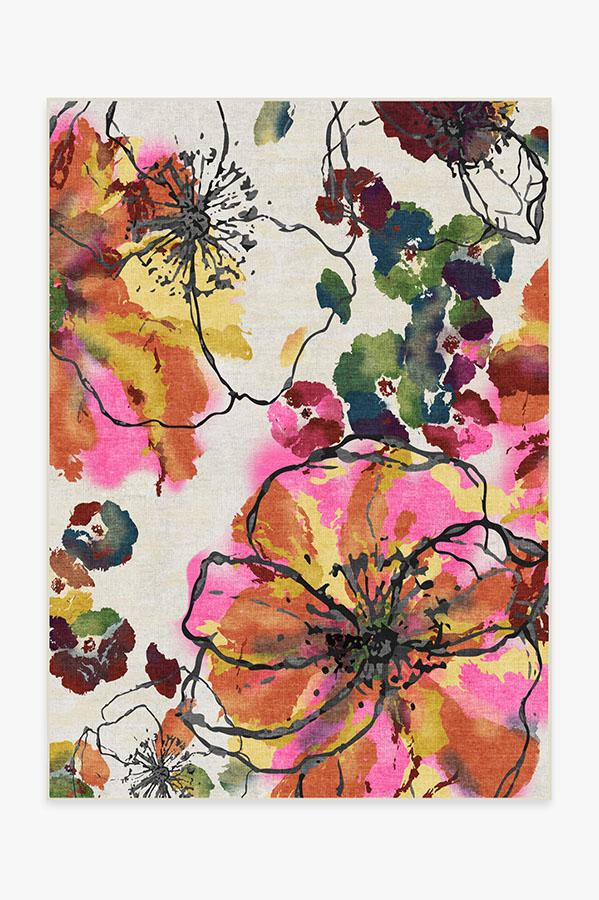 Watercolour Floral Multicolour Flatwoven Rug