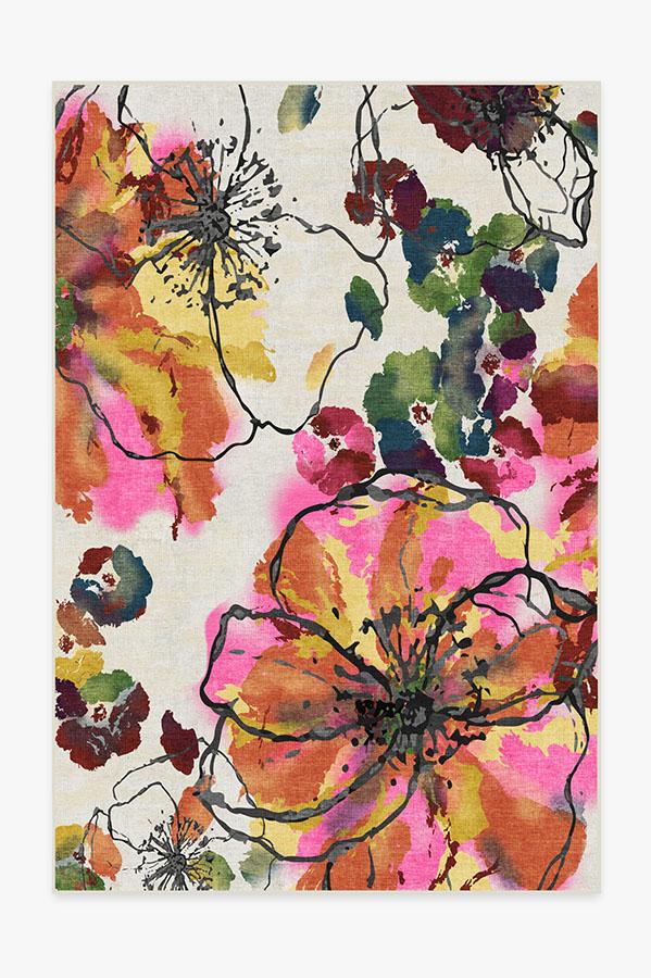 Watercolour Floral Multicolour Flatwoven Rug
