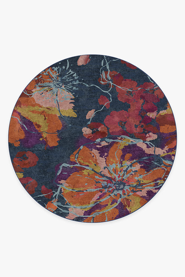 Watercolor Floral Navy Rug