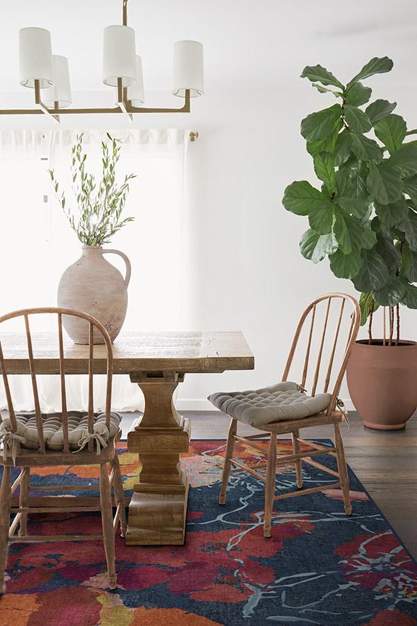 Watercolor Floral Navy Rug