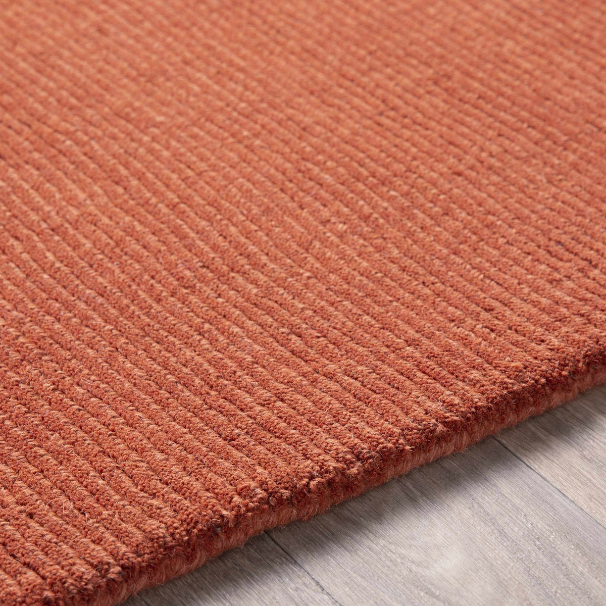 Brockton Solid Orange Wool Rug