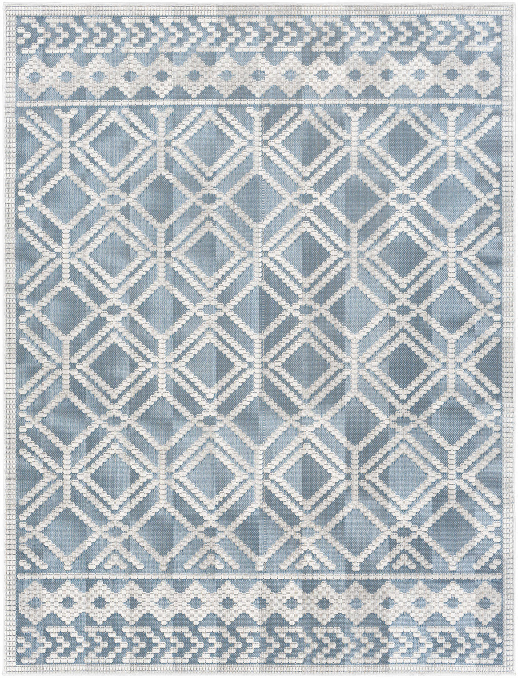Wingina 8x10 Ice Blue Trellis Outdoor Rug - Clearance