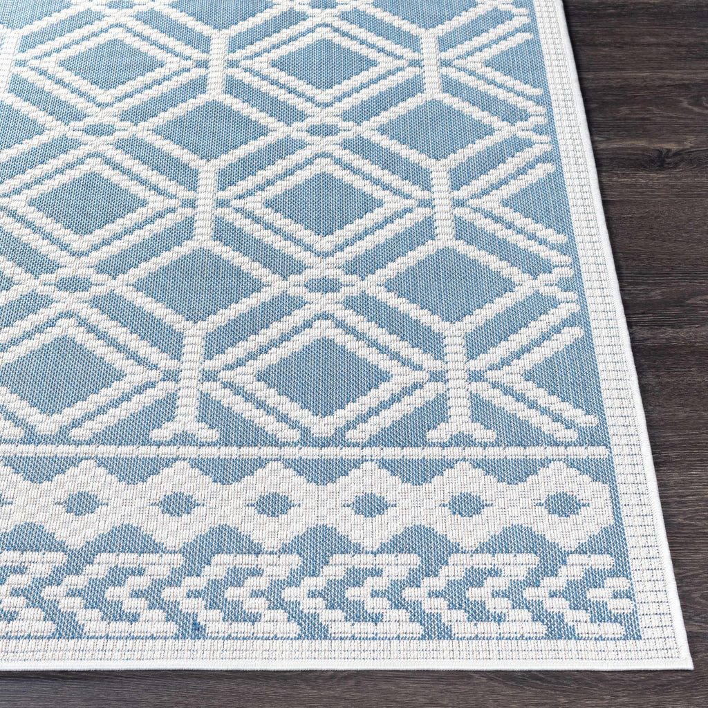 Wingina 8x10 Ice Blue Trellis Outdoor Rug - Clearance