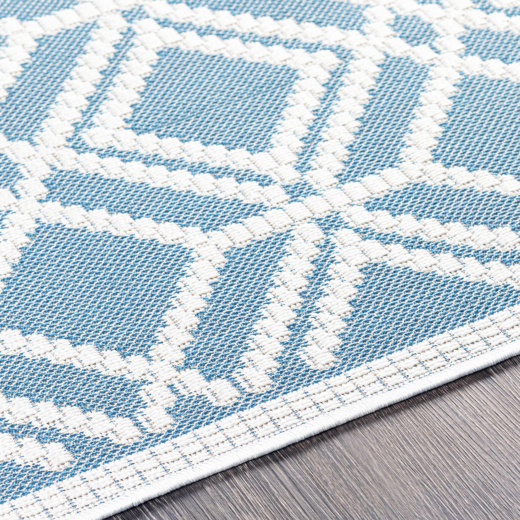 Wingina 8x10 Ice Blue Trellis Outdoor Rug - Clearance