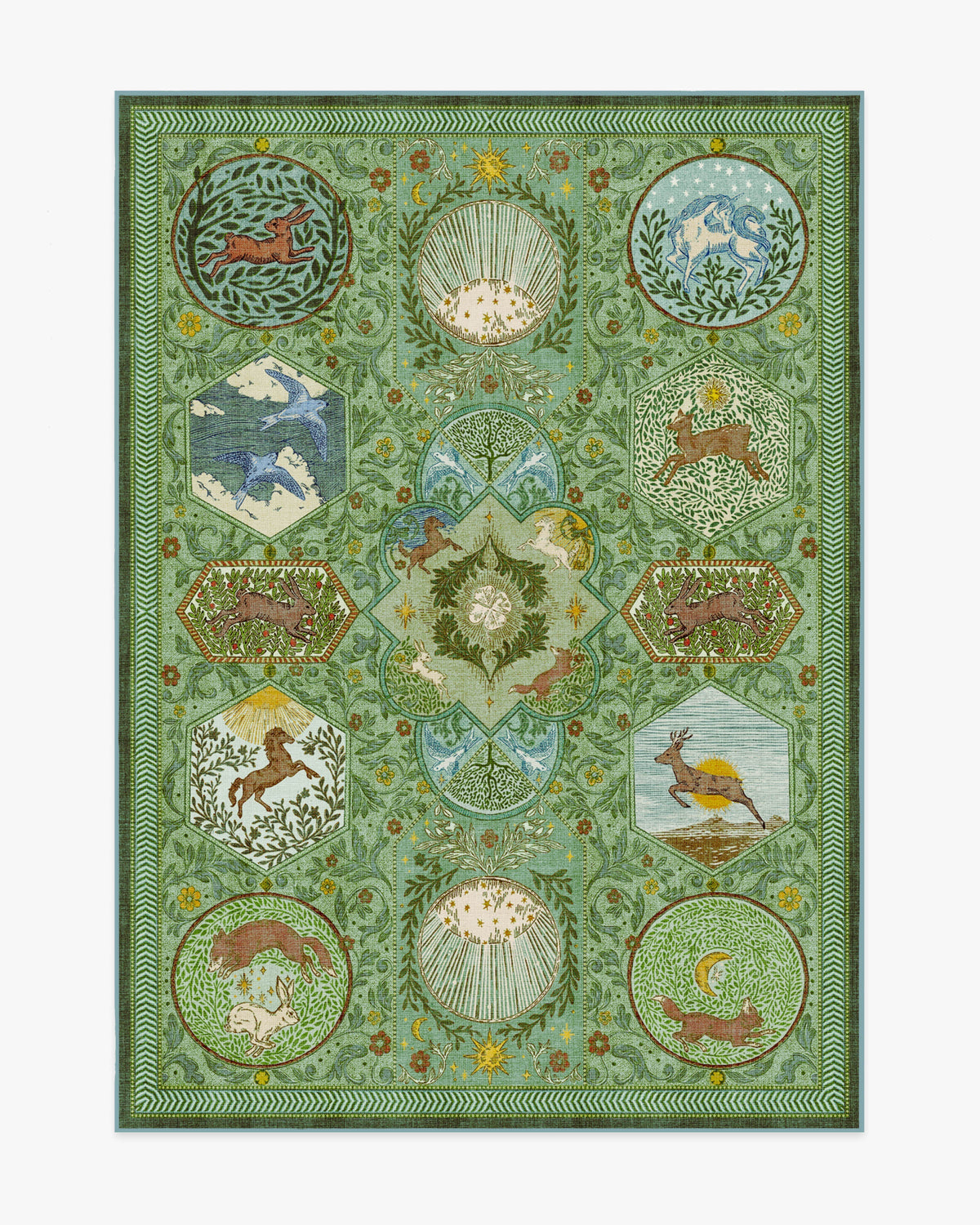 Woodland Wanderer Green Flatwoven Rug