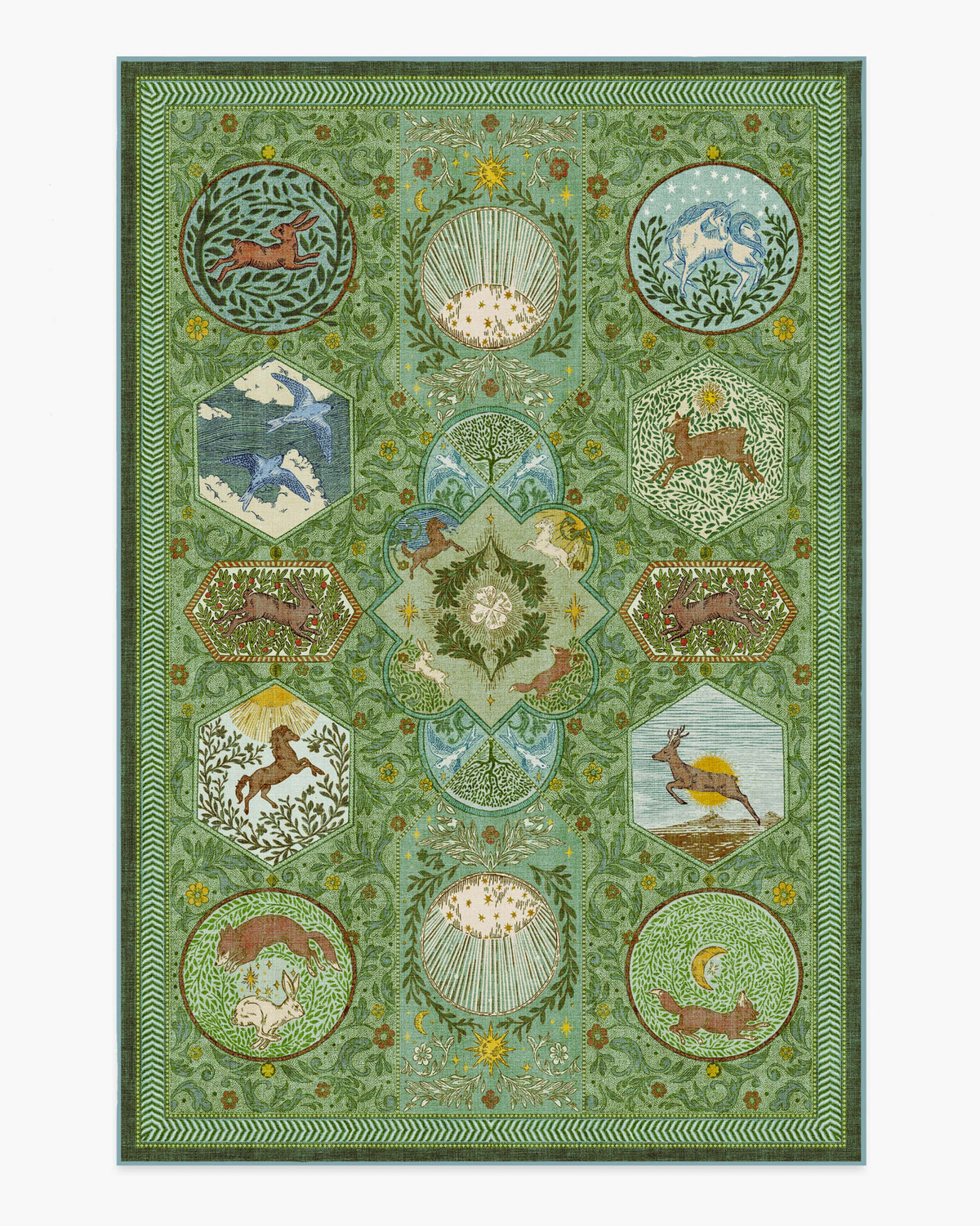 Woodland Wanderer Green Flatwoven Rug