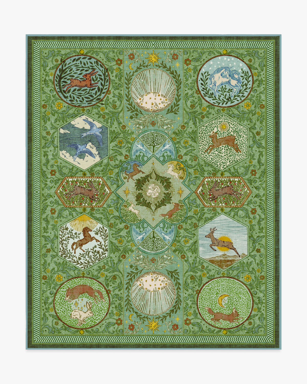 Woodland Wanderer Green Flatwoven Rug