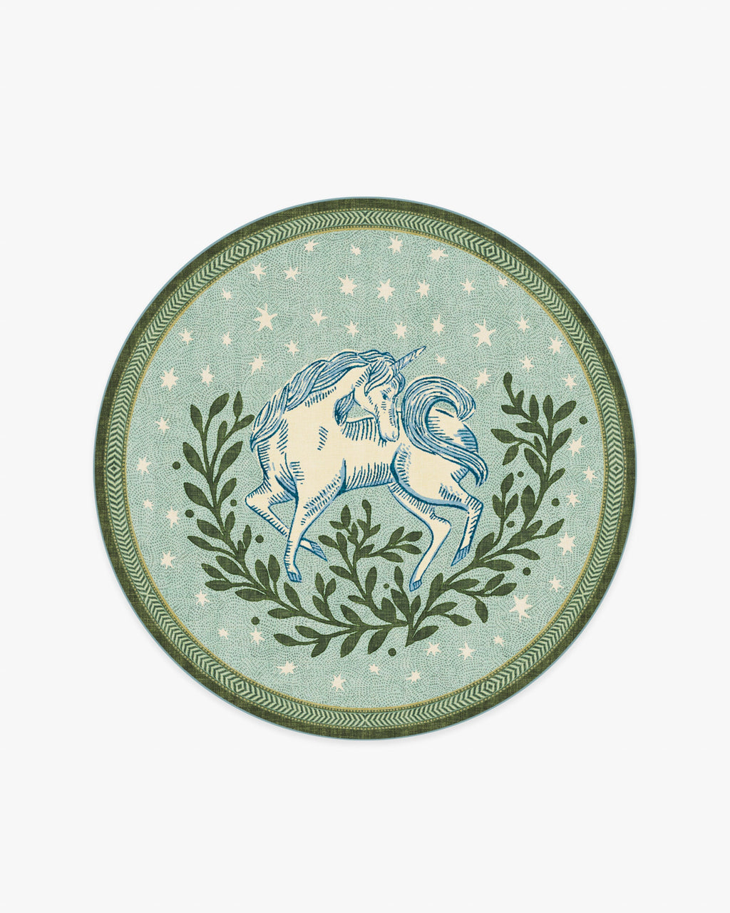Woodland Wanderer Unicorn Green Flatwoven Rug