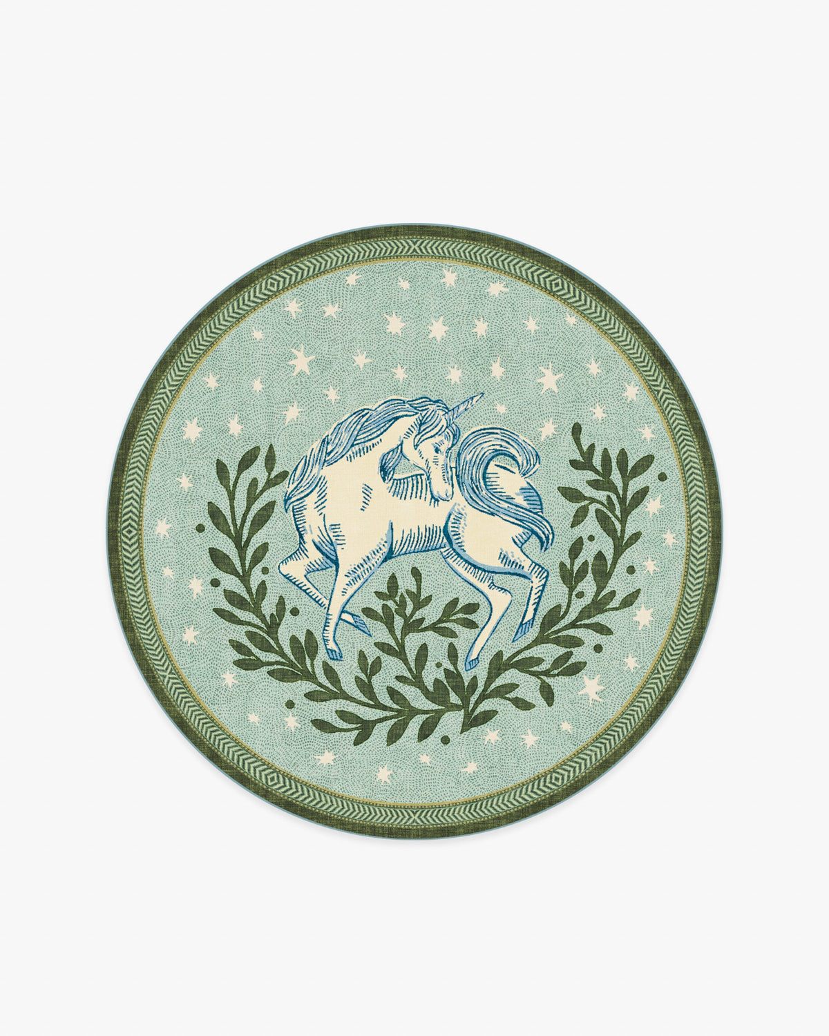 Woodland Wanderer Unicorn Green Flatwoven Rug