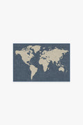World Map Blue Rug