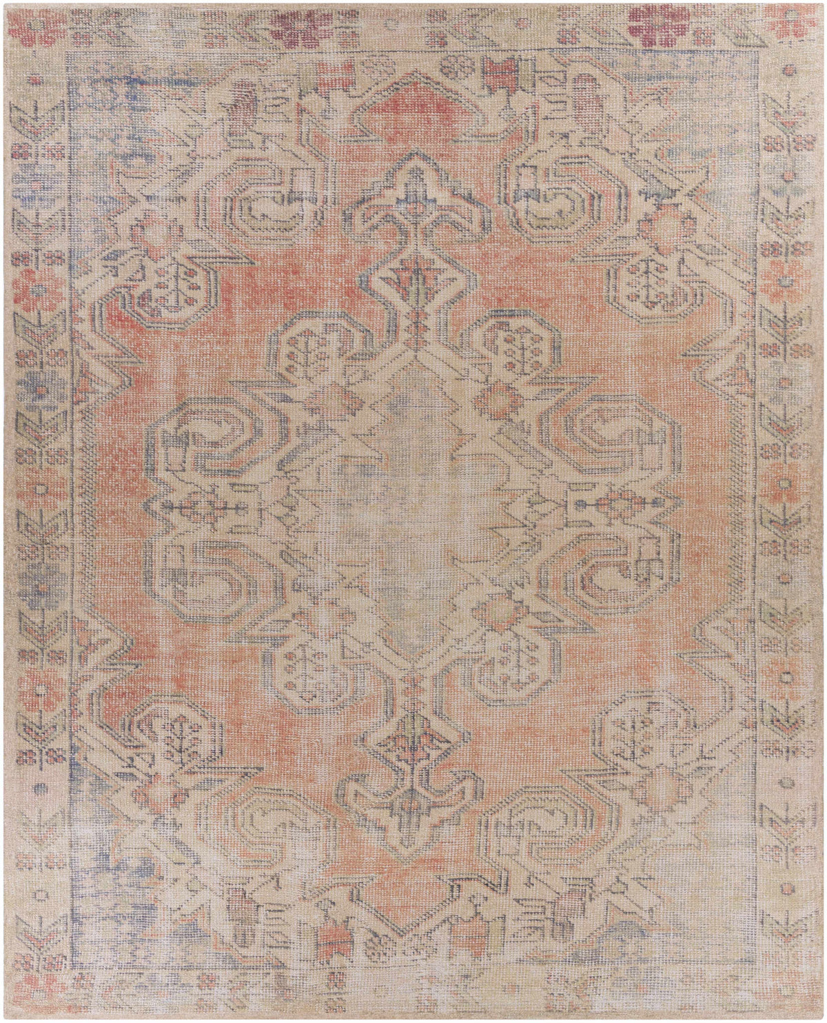 Yetminster Traditional Distressed Peach Rug - Clearance
