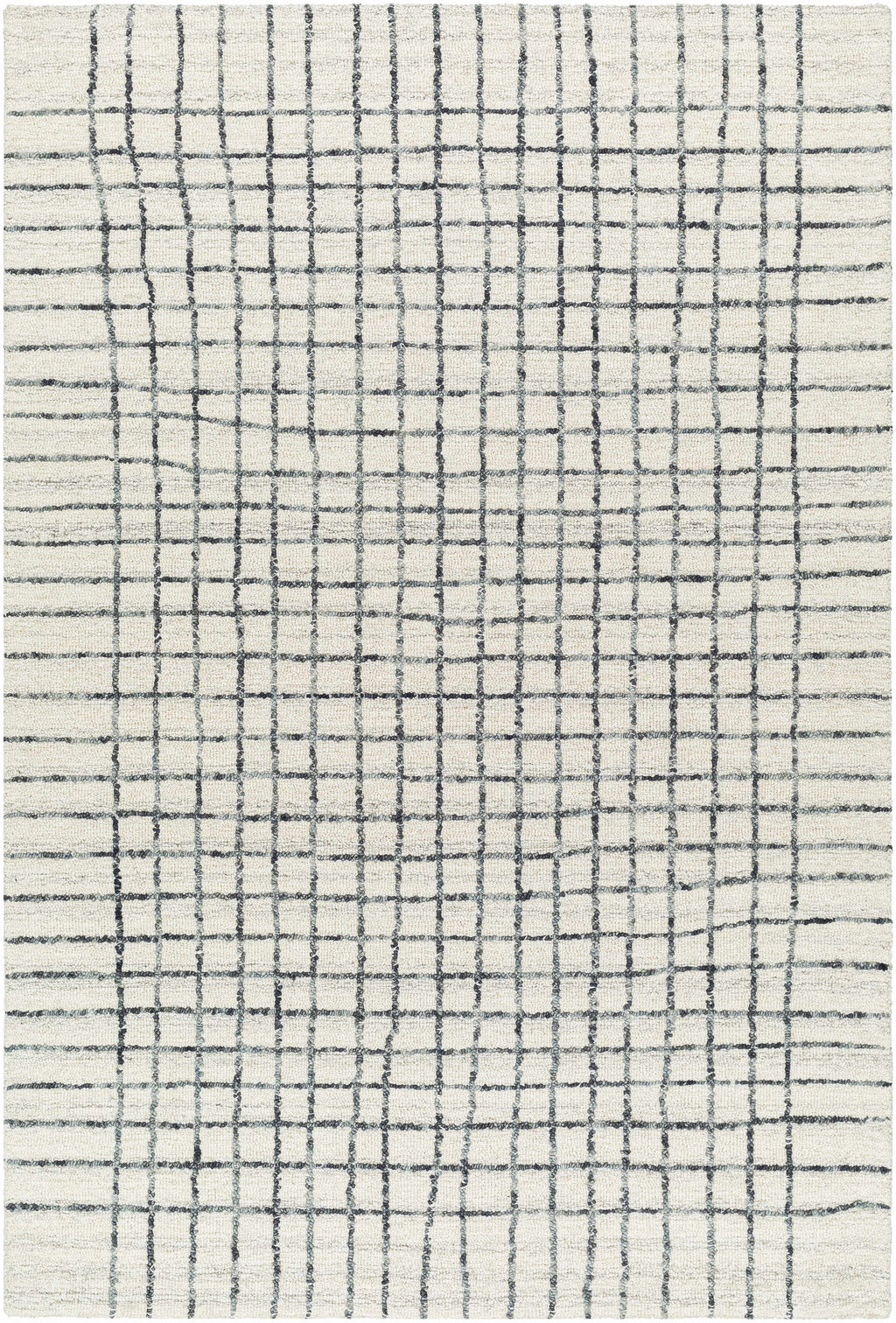 Yates White Grid Wool Area Rug - Clearance