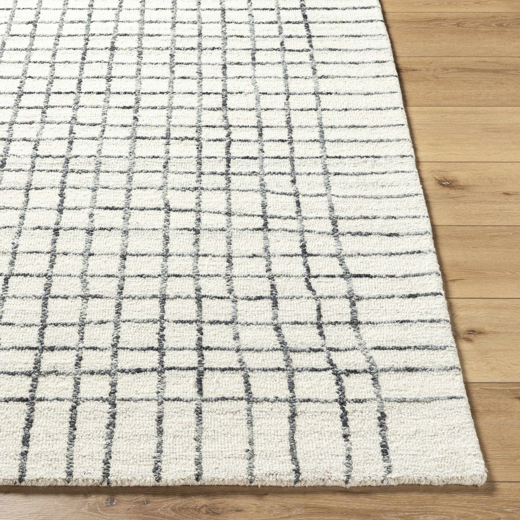 Yates White Grid Wool Area Rug - Clearance