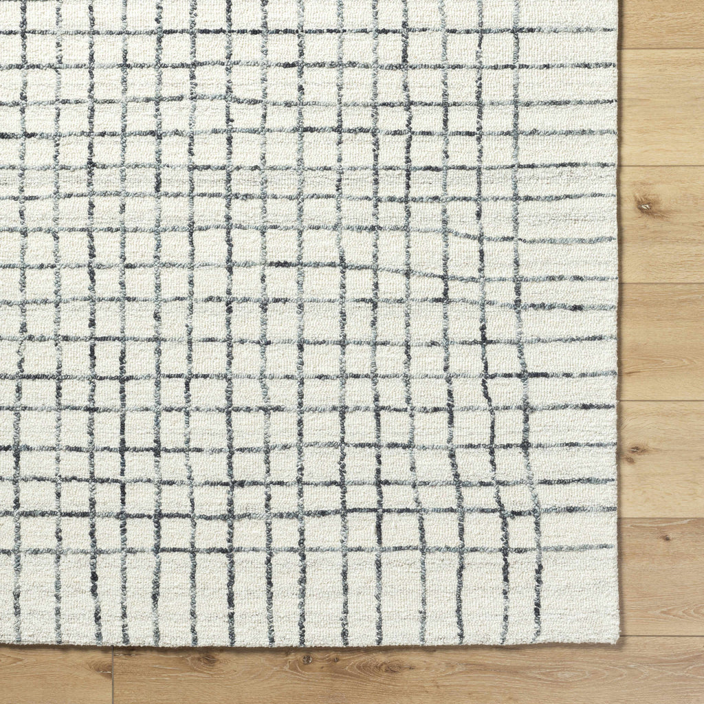 Yates White Grid Wool Area Rug - Clearance