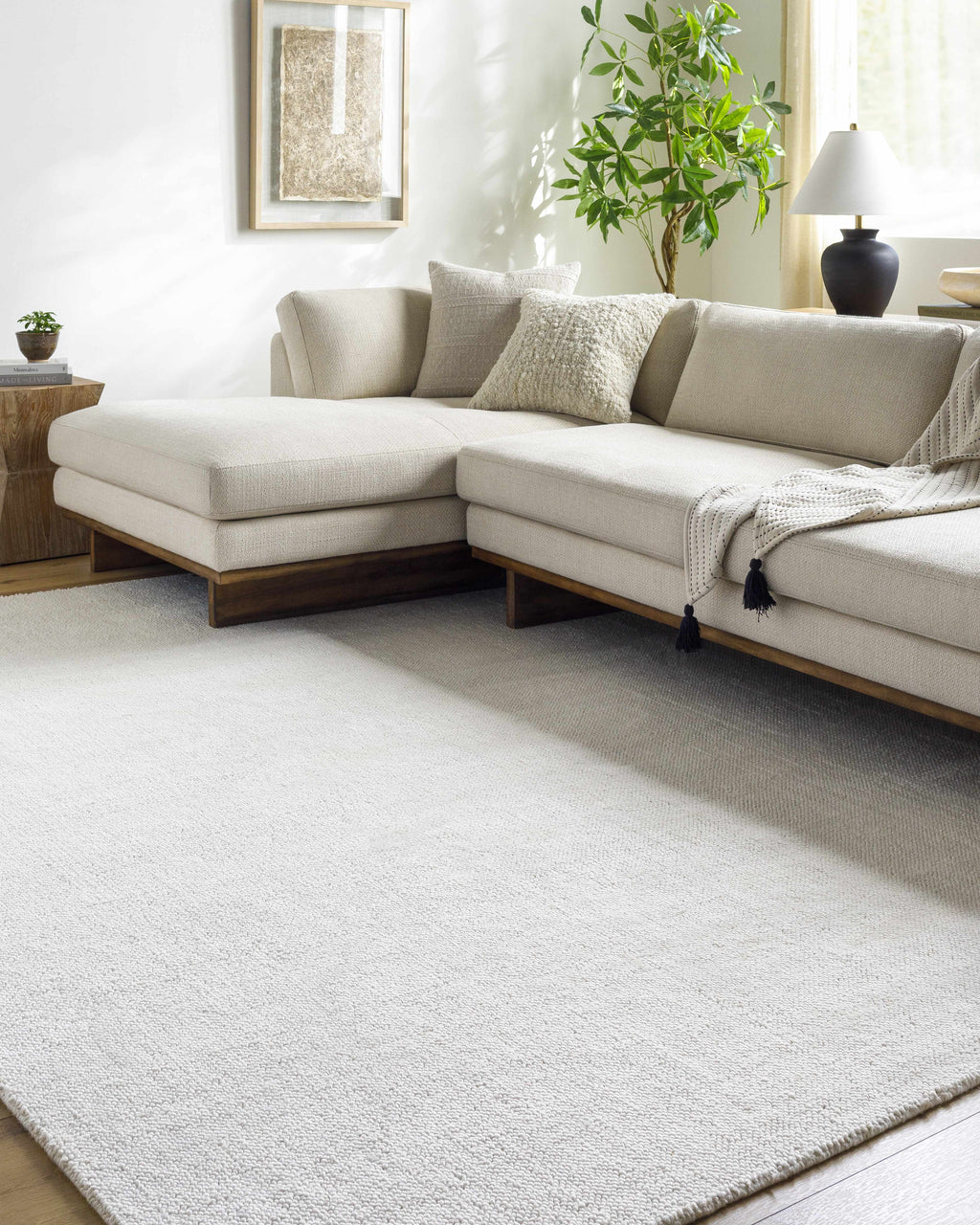Zareh Off White Solid Area Rug - Clearance